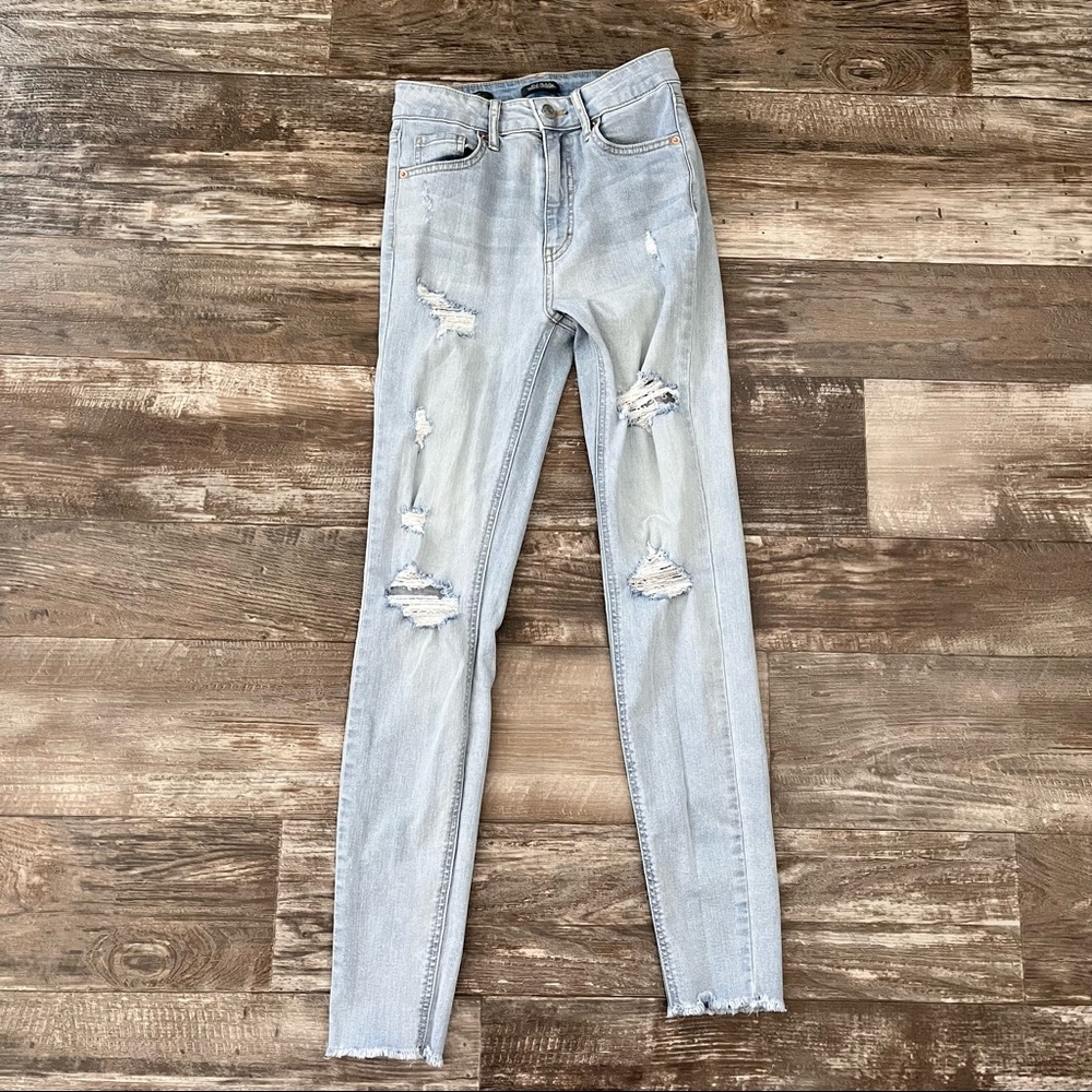 High rise distressed skinny jeans